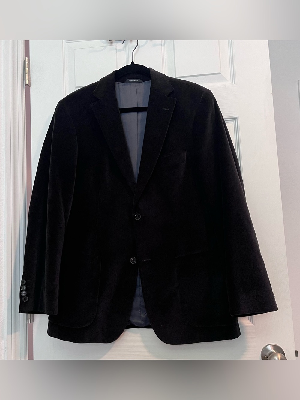 Hugo Boss 38R Black Blazer Sport Coat Herringbone 2 Button Turkey Manzini